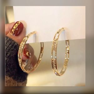 Rhinestone circle hoop earrings